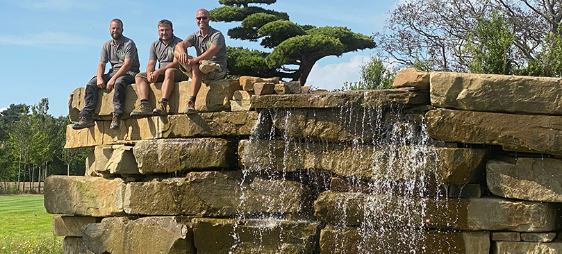 bespoke waterfall garden water feature in Essex