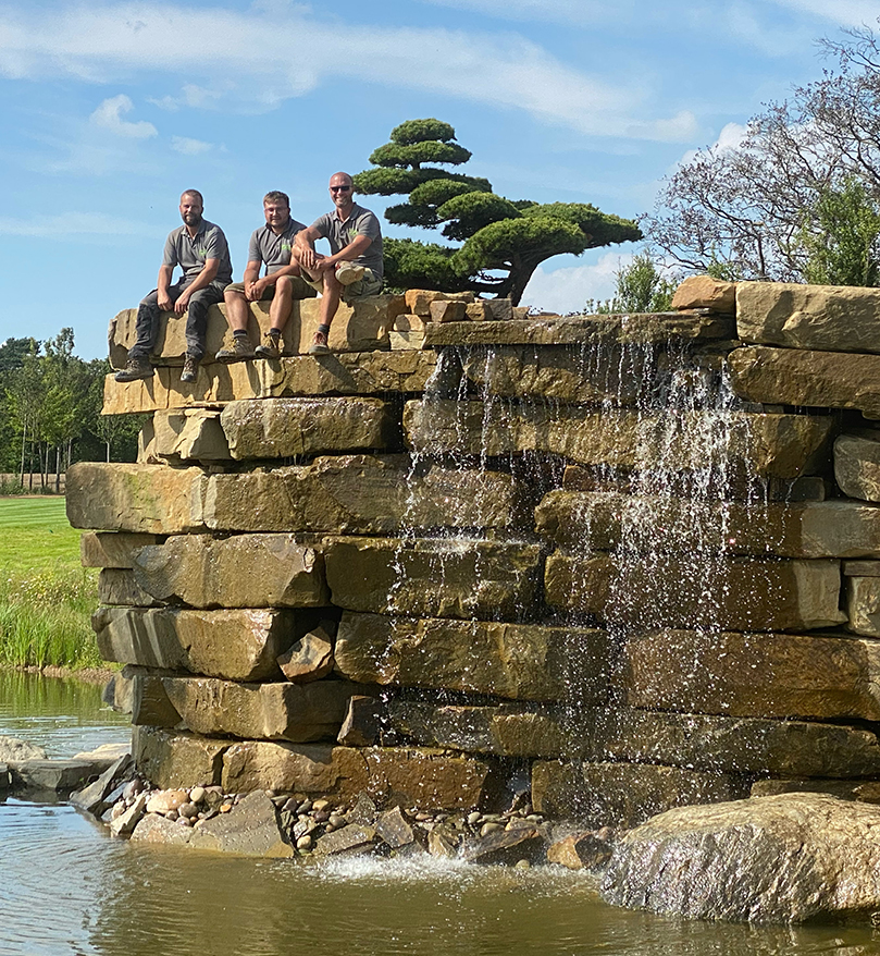 bespoke waterfall garden water feature in Essex